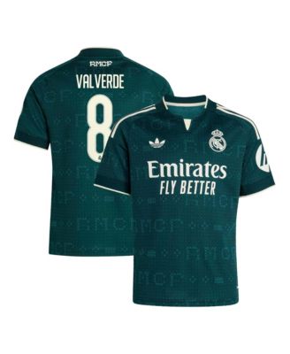 детская реплика футболки Real Madrid 2026/27, гостевая, зеленая, Federico Valverde, adidas