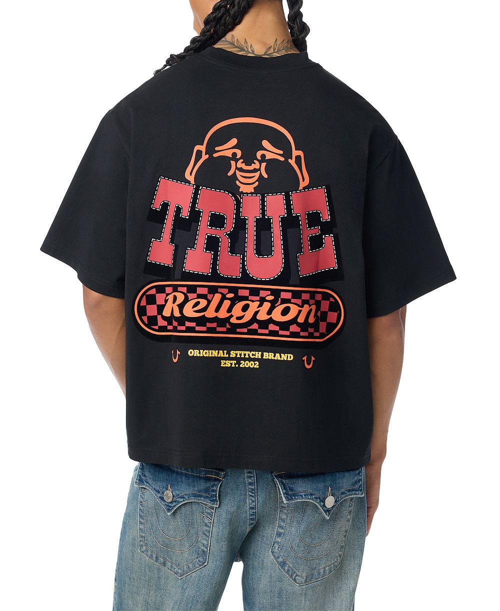 True Religion Men's Checkerboard Heavyweight Boxy Tee T-Shirt