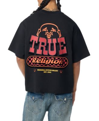 True Religion Men's Checkerboard Heavyweight Boxy Tee T-Shirt