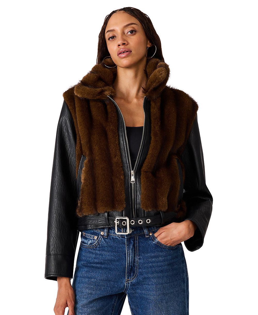 Steve Madden женская куртка из искусственного меха с миксом материалов Ryland Moto