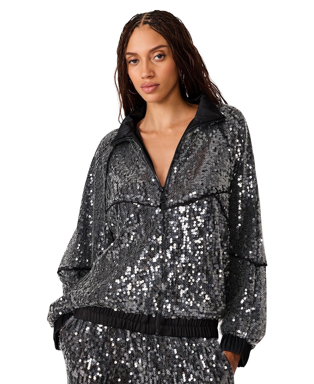 Steve Madden Women's Jacey Sequin Lightweight Bomber Jacket