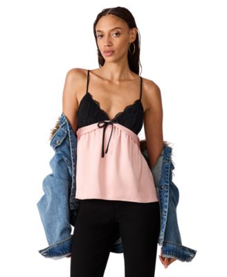 Steve Madden Women's Francine Tie-Front Sweetheart Lace-Trim Camisole