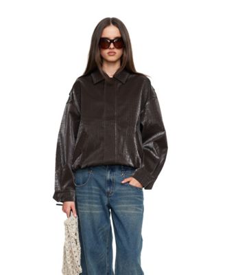 Lioness Women's Kenny Crocodile-Embossed Unlined Bomber Jacket