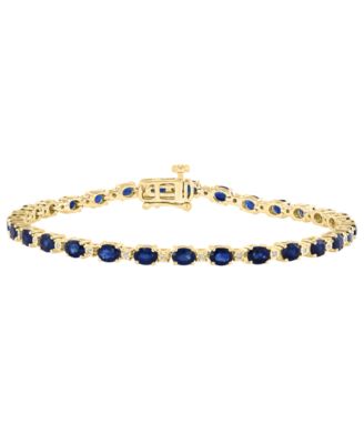 EFFY Collection Sapphire (6-1/20 ct. t.w.) and Diamond (1/20 ct. t.w.) Tennis Bracelet in 14k Gold Plated Sterling Silver