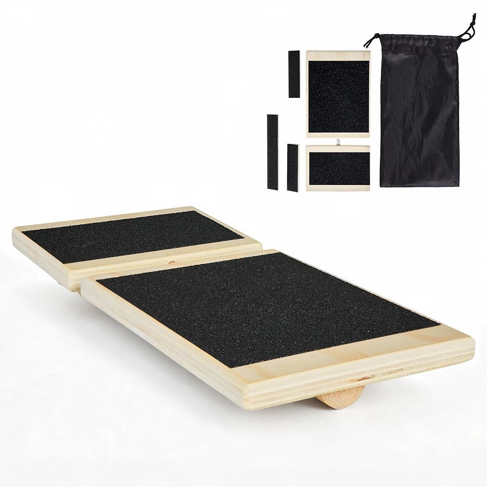 SUGIFT Compact Wooden Foot and Ankle Balance Board Wobble Trainer with Storage Bag