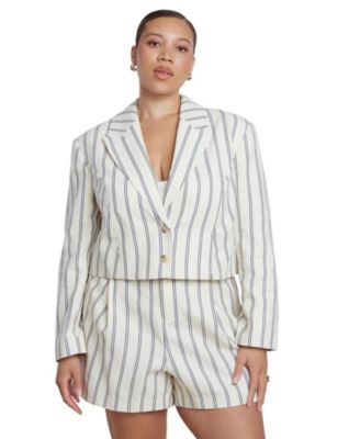 ELOQUII Plus Size Cropped Boxy Stripe Blazer