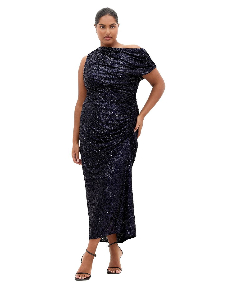 Женское вечернее платье CITY CHIC Plus Size с пайетками и открытым плечом