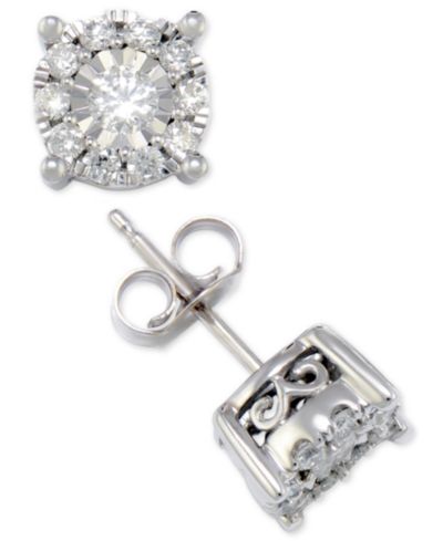 Серьги-гвоздики Diamond Halo (1/2 ct. t.w.) 14k White, Yellow или Rose Gold