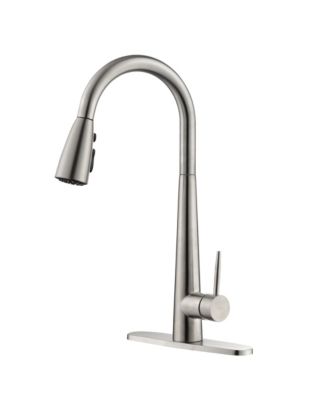 Single Handle Pull-Out Kitchen Faucet with 3 Water Modes, Deck-Mounted Stainless Steel Faucet
