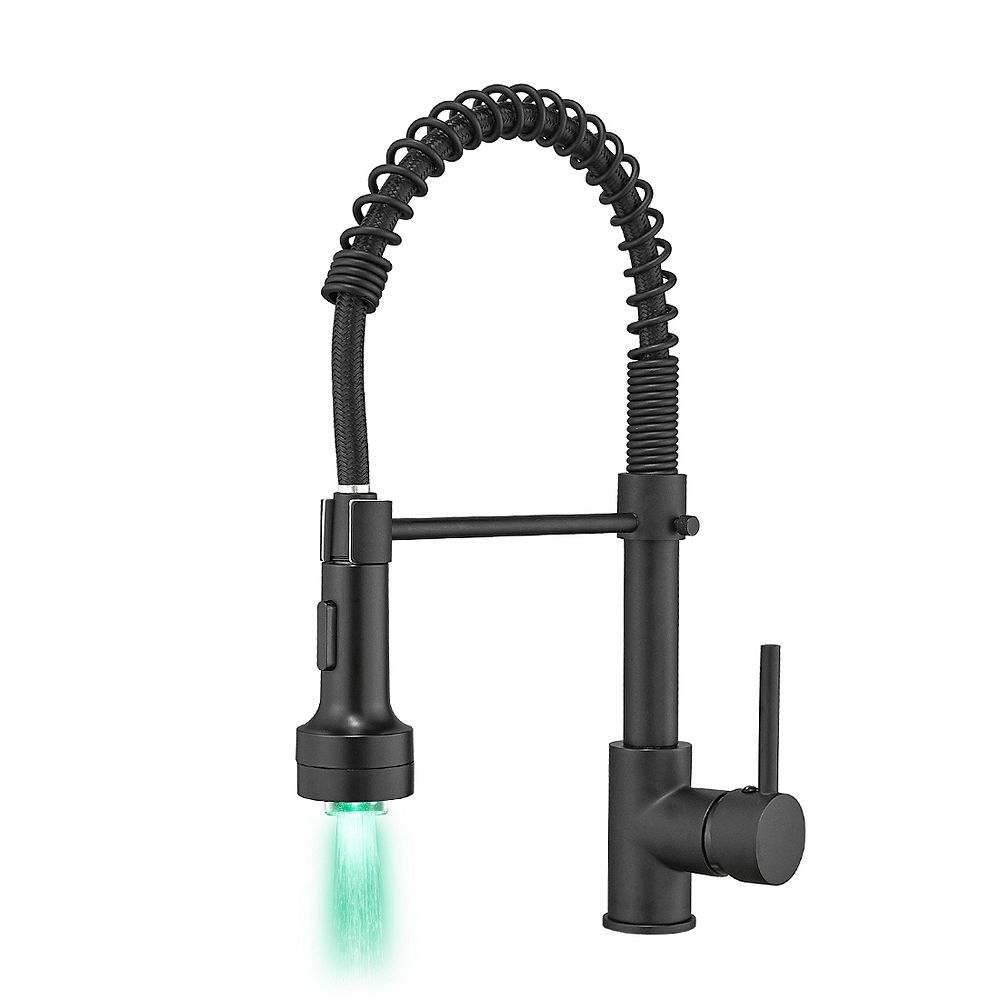 Thirtypeachy Single Handle Pull-Down Kitchen Faucet with LED Sprayer, High Arc 360degree(s) Swivel Commercial Sink Tap