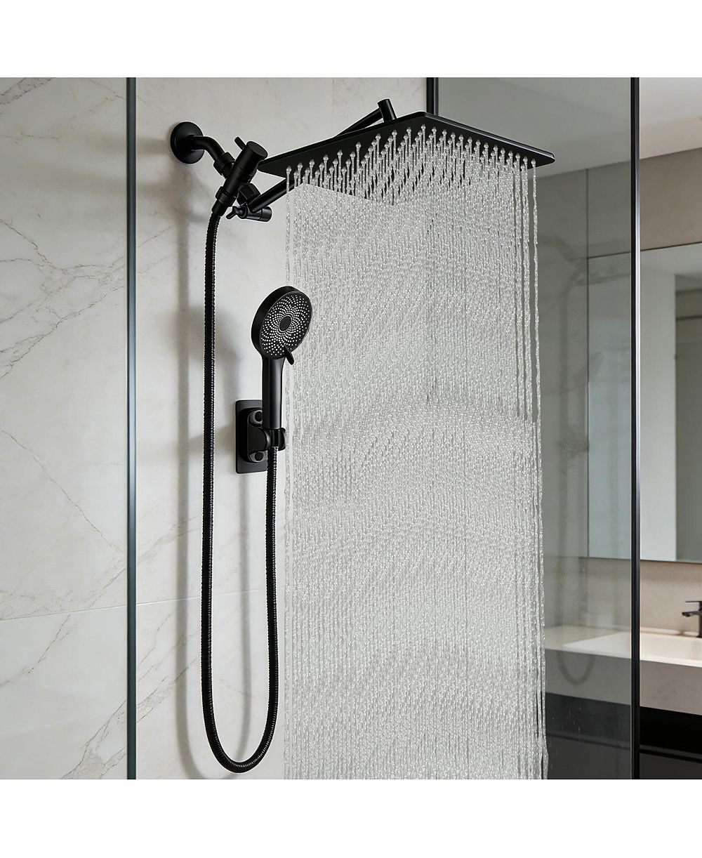 CYQBD 12" Shower Head Rain Adjustable Extension Arm Handheld Spray Hose Holder