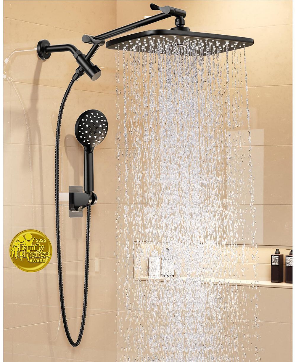 CYQBD 11.8" Rain Shower Head Handheld Multi Spray Extension Arm Dual