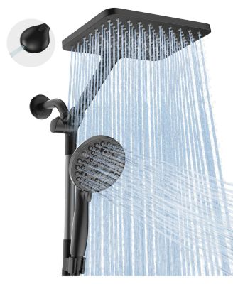 CYQBD 10" Dual Handheld Shower Head 2-in-1 Rain System 10 Modes Power Wash