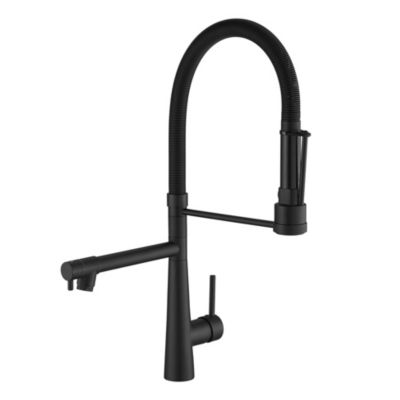 Thirtypeachy Dual-Outlet Pull-Down Kitchen Faucet, High Arc Brass Sink Tap with 360degree(s) Swivel and 2 Water Modes