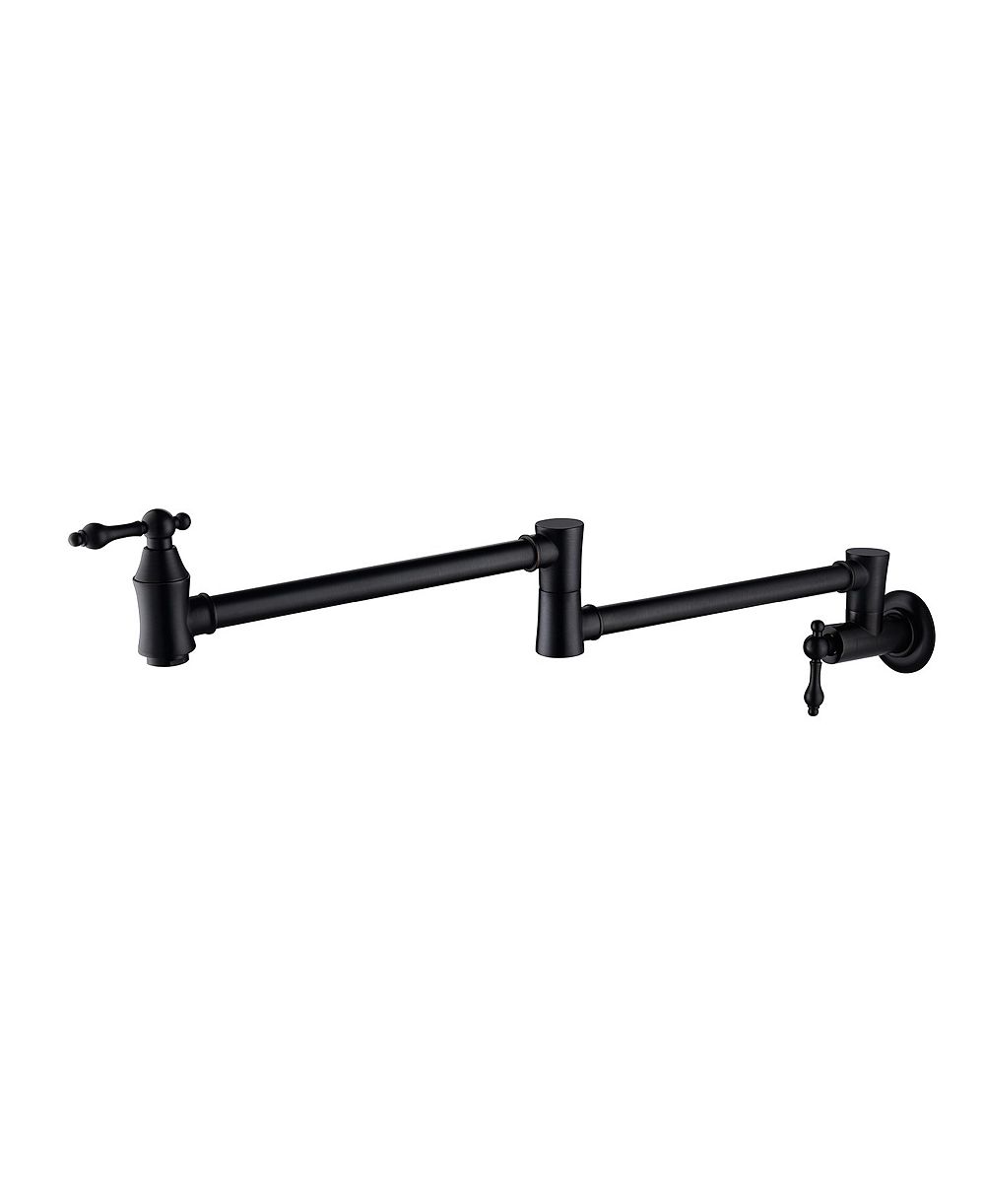 Wall-Mounted Pot Filler Kitchen Faucet with Folding Articulating Arms, Dual Handles, 360degree(s) Rotating Joints, Brass Construction