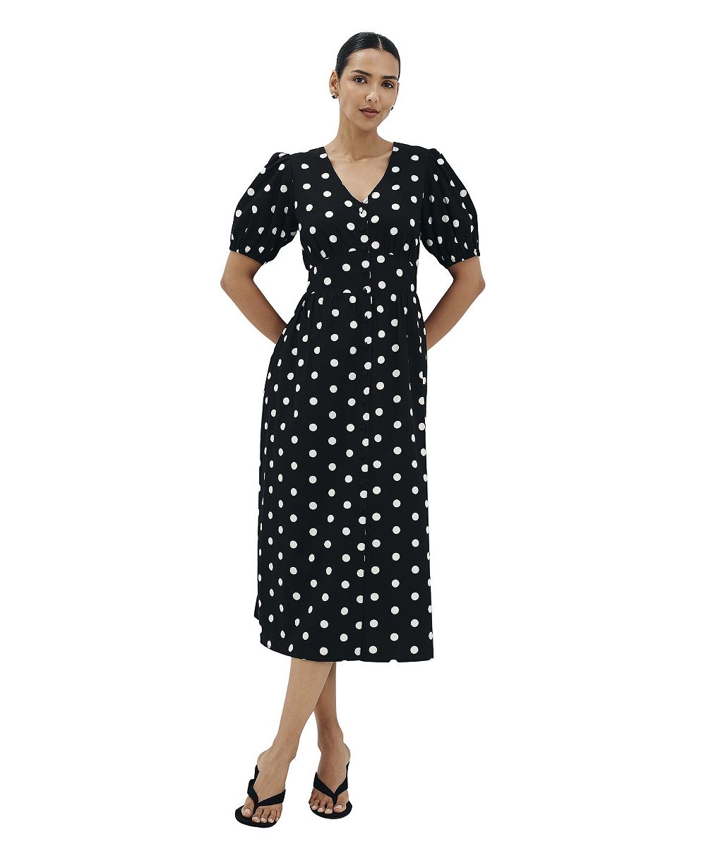 Finery London Женское платье миди Addison в горошек из хлопка