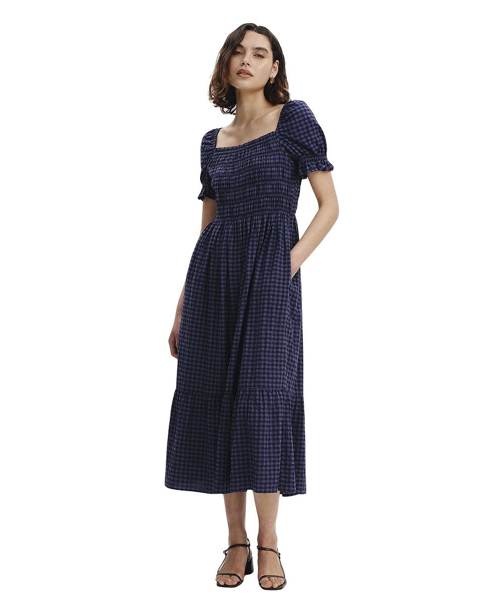 Женское миди-платье Finery London в клетку с коротким рукавом