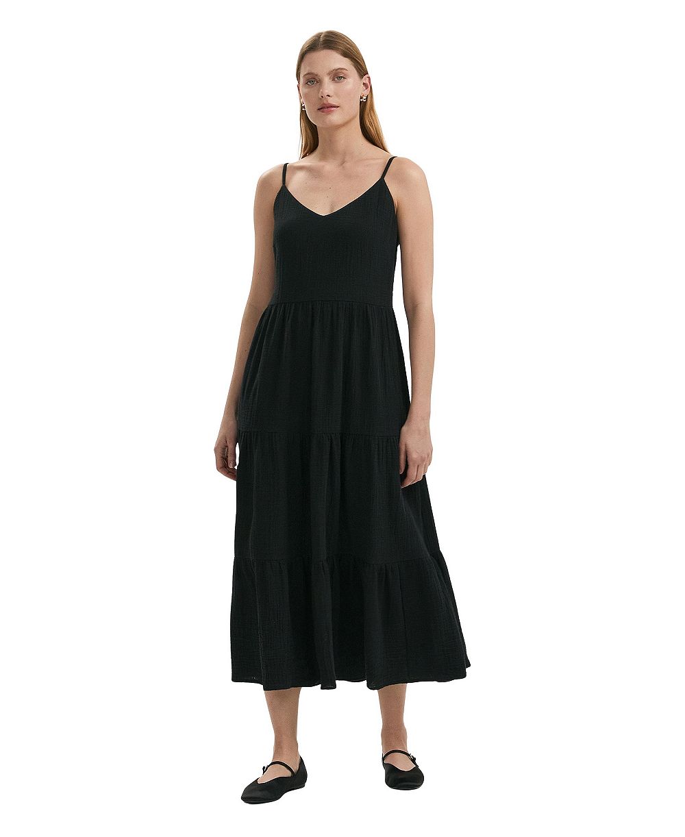 Женское миди-платье Finery London Emmie из хлопка с многоярусной юбкой и V-образным вырезом