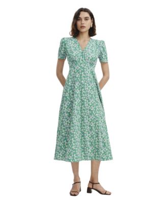 Женское миди-платье Finery London с V-образным вырезом и коротким рукавом, цветочный принт