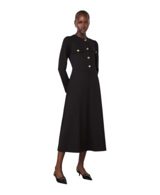 Finery London Women's Gilly Ponte Jersey Long-Sleeve Crewneck Midi Dress