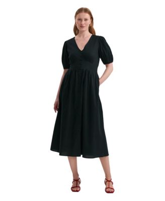 Finery London Women's Addison Puff-Sleeve V-Neck Midi Dress