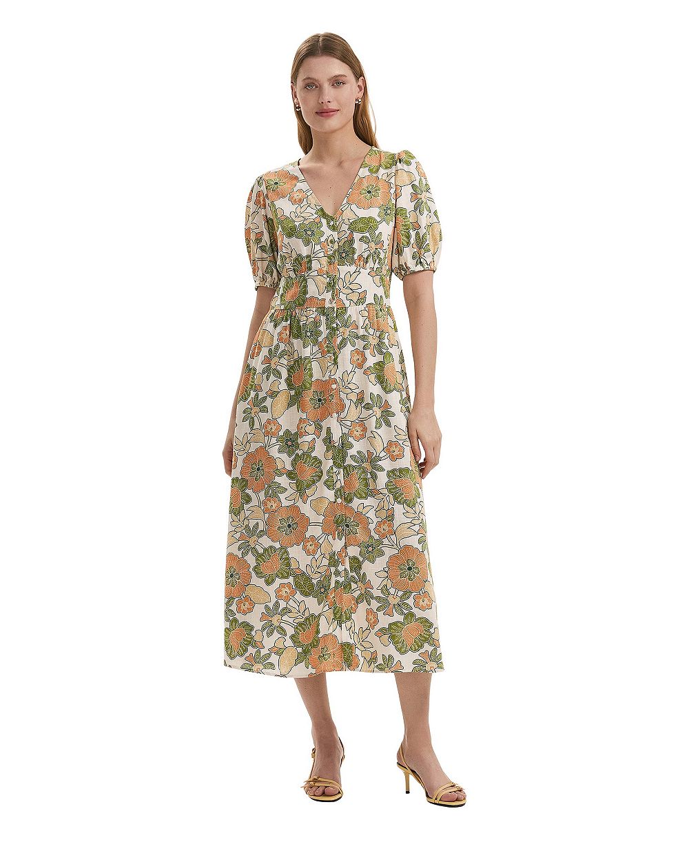 Женское миди-платье Finery London Addison Floral Linen Blend
