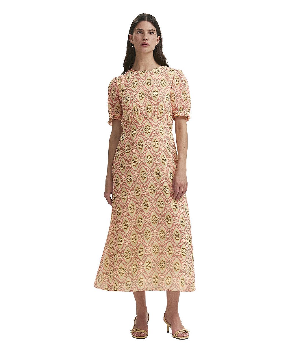 Finery London женское миди-платье а-силуэта с коротким рукавом и икат-принтом