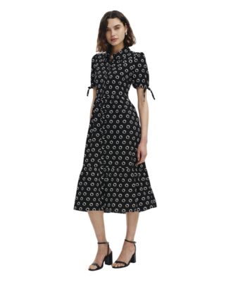 Finery London Women's Estee Tiered Polka-Dot Print Midi Shirt Dress