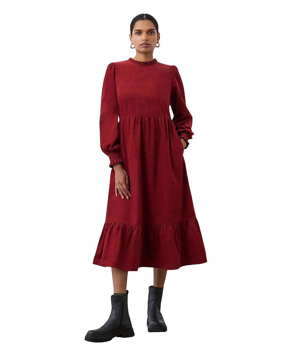 Finery London Женское миди-платье Esme из вельвета с длинным рукавом