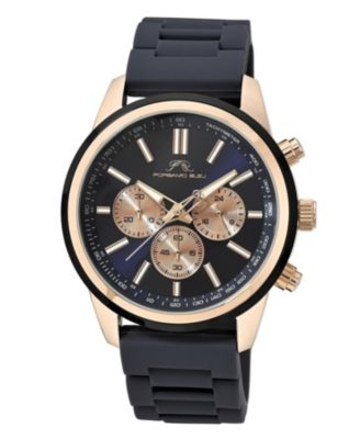 Porsamo Bleu Men's Logan Chronograph Blue Silicone Strap Rose Tone Watch 44 mm