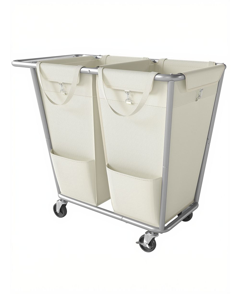 SongmicsHome 190L Double Laundry Hamper with Wheels, 2 Section Laundry Sorter, 30.5 x 16.1 x 31.9 Inches