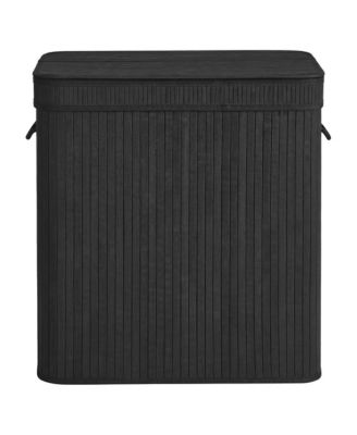 SongmicsHome бамбуковая корзина для белья, съемный мешок с крышкой и ручками, машинная стирка, прачечная, 39.6 галлонов