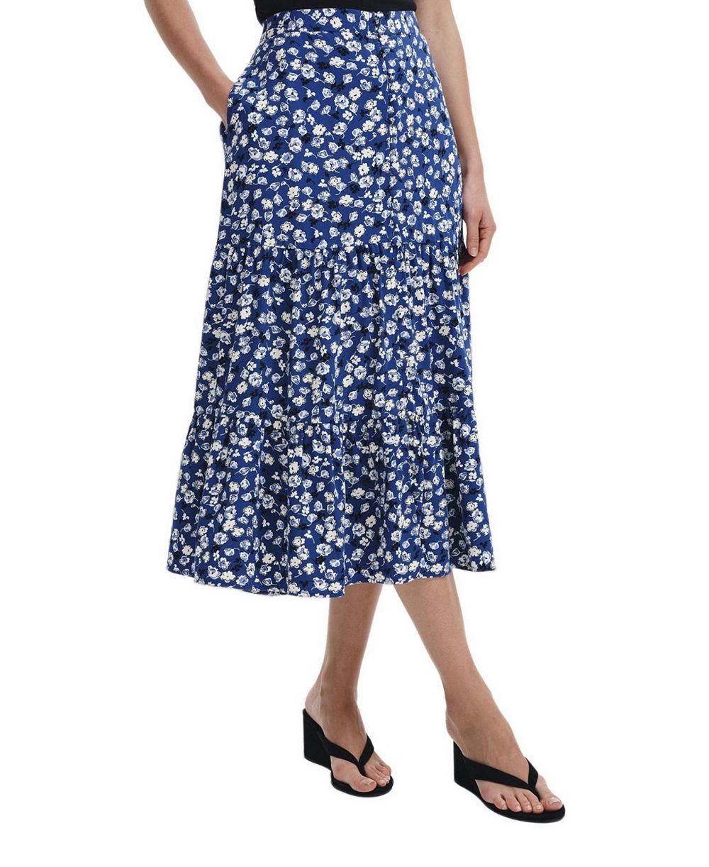 Finery London Women's Isla Tiered Floral-Print High-Waisted Midi Skirt