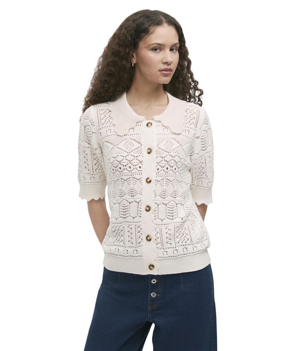 Finery London Women's Marlowe Short-Sleeve Crochet Cardigan