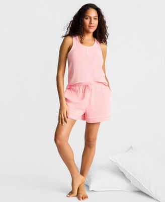 State of Day Women's Henley Tank & Shorts Pajama Set, Macy's Exclusive
