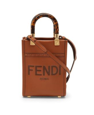 Б/у маленькая кожаная сумка Fendi Sunshine Mini с ручками под черепаховую раковину