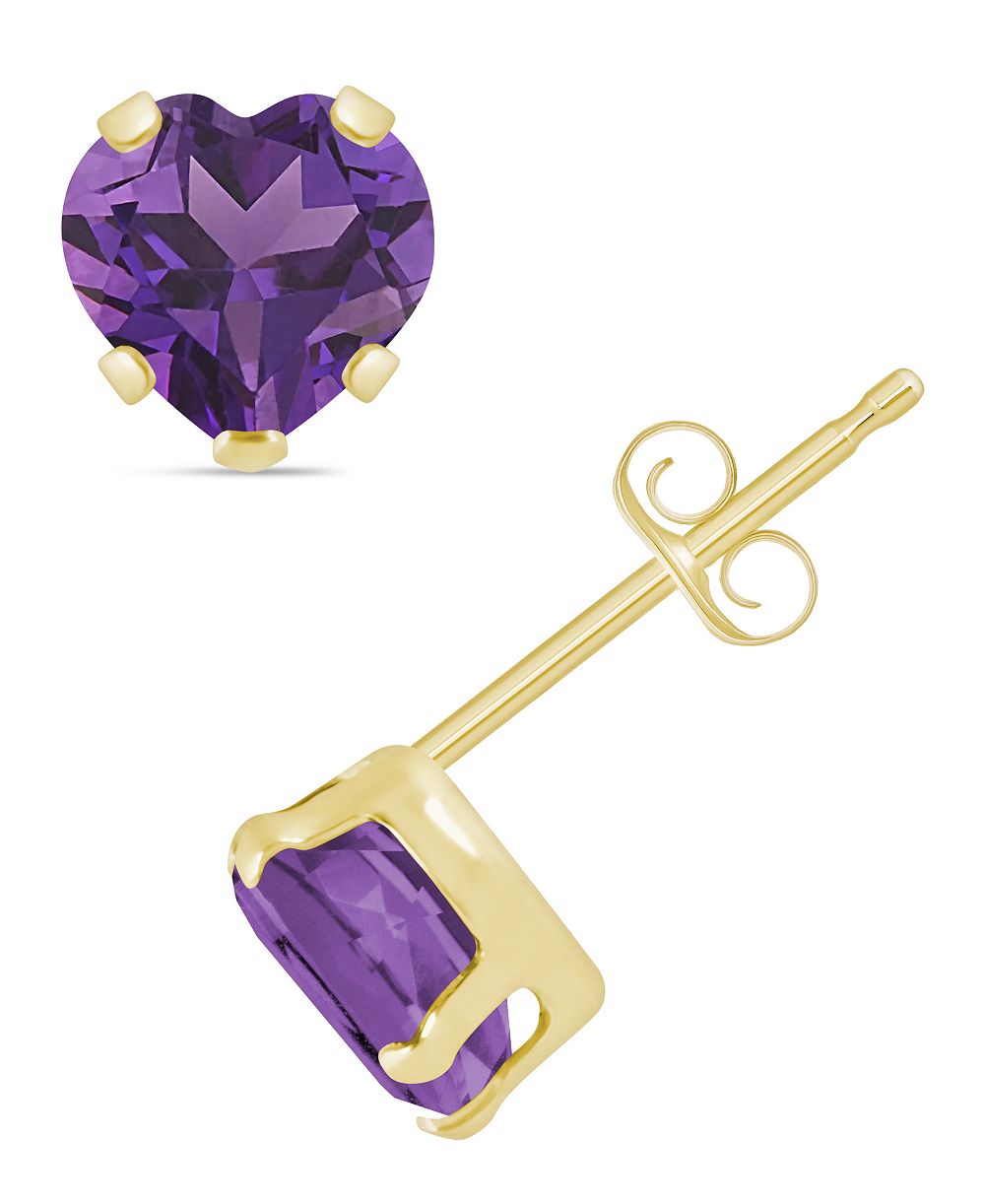 Macy's Stud Earrings in 10k Yellow Gold (Available in Amethyst, Pink Topaz, Blue Topaz, Peridot, Garnet, Citrine, and Black Onyx)