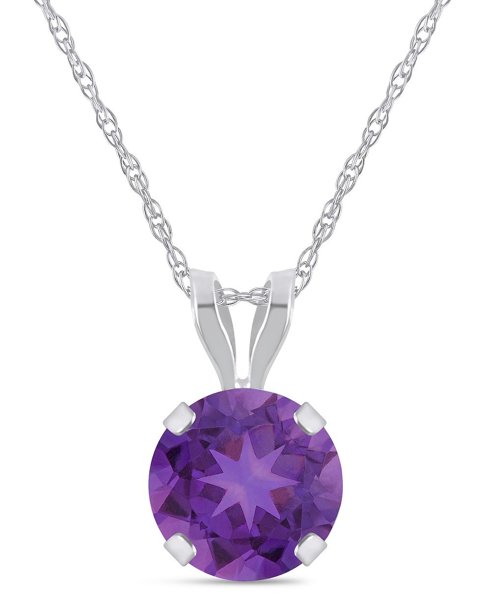 Кулон Macy's Amethyst (3/4 ct. t.w.) на подвеске из белого золота 10k (также доступен в аквамариновом, черном ониксе, цитрине, гранате, перидоте, голубом топазе, розовом топазе и белом топазе)