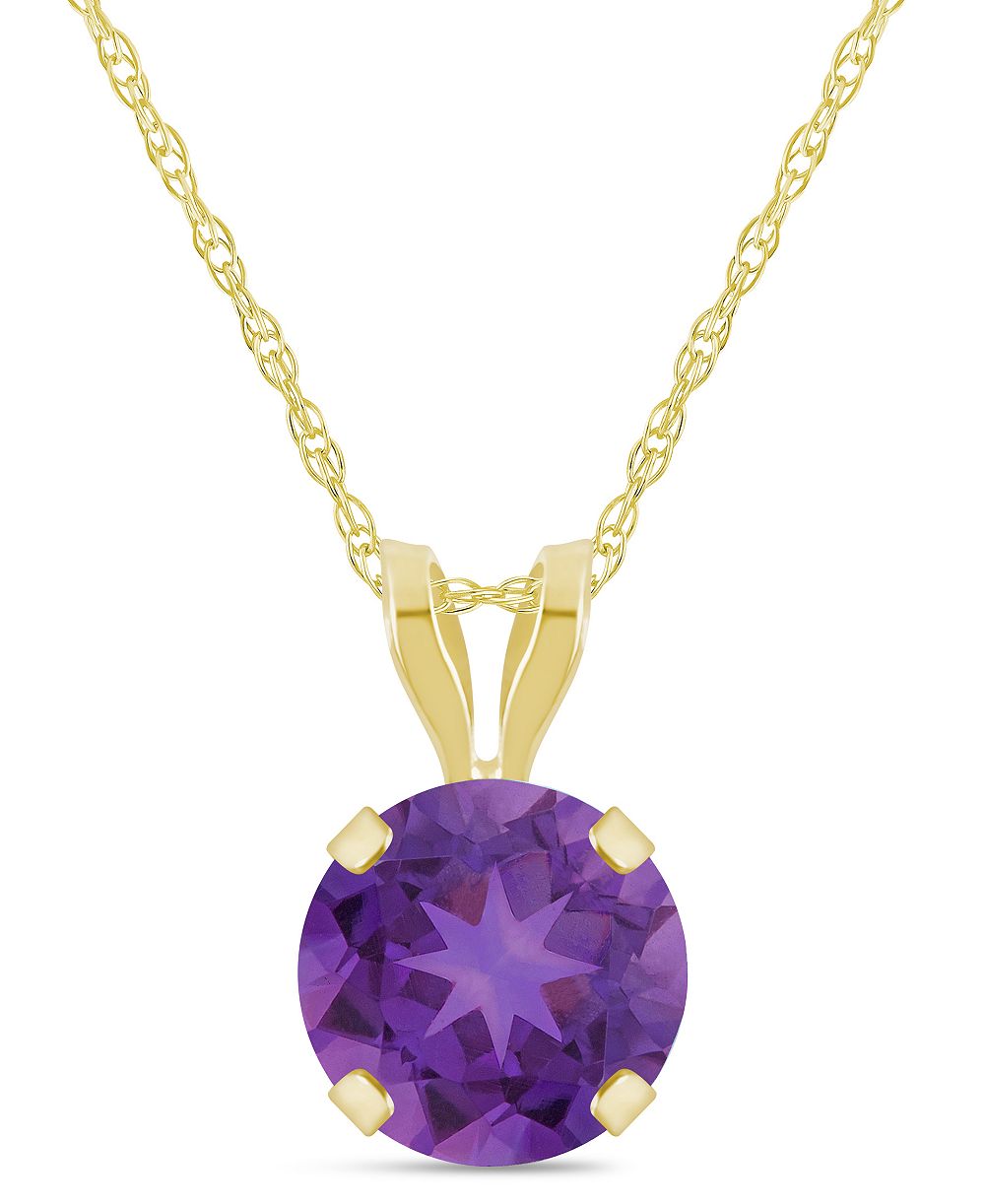 Macy's Amethyst (3/4 ct. t.w.) Pendant Necklace in 10k Yellow Gold (Also available in Aquamarine, Black Onyx, Citrine, Garnet, Peridot, Blue Topaz, Pink Topaz, and White Topaz)