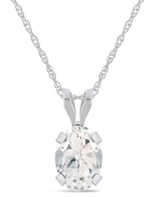 Macy's Pendant Necklace in 10k White Gold (Available in White Topaz, Pink Topaz, Blue Topaz, Peridot, Garnet, Citrine, Black Onyx, Aquamarine, and Amethyst)
