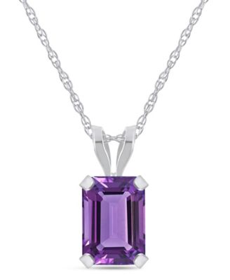 Macy's Pendant Necklace in 10k White Gold (Available in Amethyst, White Topaz, Pink Topaz, Blue Topaz, Peridot, Garnet, Citrine, Black Onyx, and Aquamarine)