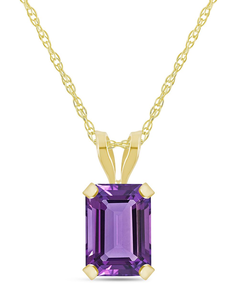 Macy's Pendant Necklace in 10k Yellow Gold (Available in Amethyst, White Topaz, Pink Topaz, Blue Topaz, Peridot, Garnet, Citrine, Black Onyx, and Aquamarine)