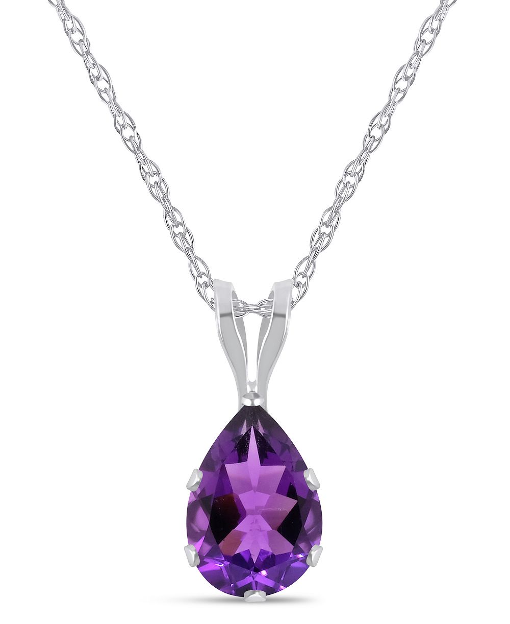 Macy's Pendant Necklace in 10k White Gold (Available in Amethyst, White Topaz, Pink Topaz, Blue Topaz, Peridot, Garnet, Citrine, Black Onyx, and Aquamarine)
