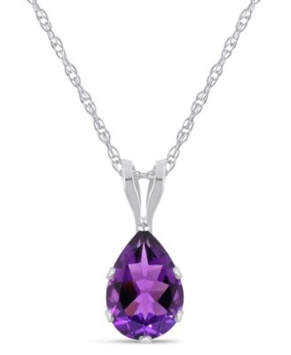 Macy's Pendant Necklace in 10k White Gold (Available in Amethyst, White Topaz, Pink Topaz, Blue Topaz, Peridot, Garnet, Citrine, Black Onyx, and Aquamarine)