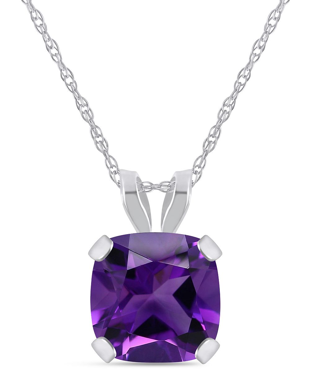 Macy's Amethyst (7/8 ct. t.w.) Pendant Necklace in 10k White Gold (Also available in Black Onyx, Citrine, Garnet, Peridot, Blue Topaz, and Pink Topaz)