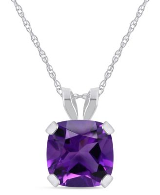 Macy's Amethyst (7/8 ct. t.w.) Pendant Necklace in 10k White Gold (Also available in Black Onyx, Citrine, Garnet, Peridot, Blue Topaz, and Pink Topaz)