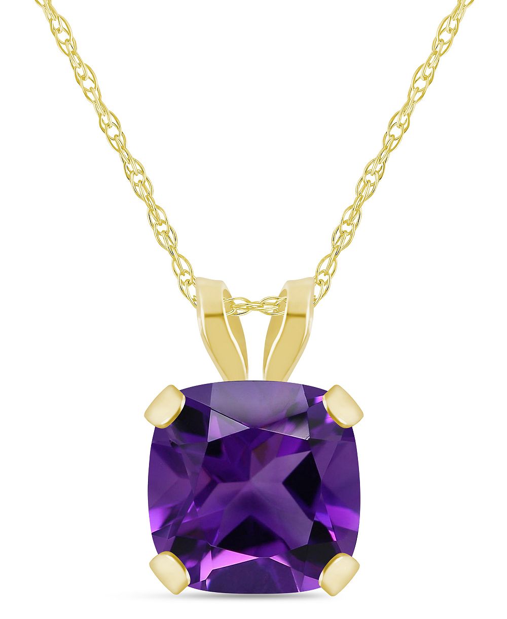 Macy's Pendant Necklace in 10k Yellow Gold (Available in Amethyst, Pink Topaz, Blue Topaz, Peridot, Garnet, Citrine, and Black Onyx)
