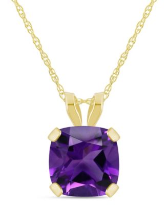 Macy's Pendant Necklace in 10k Yellow Gold (Available in Amethyst, Pink Topaz, Blue Topaz, Peridot, Garnet, Citrine, and Black Onyx)