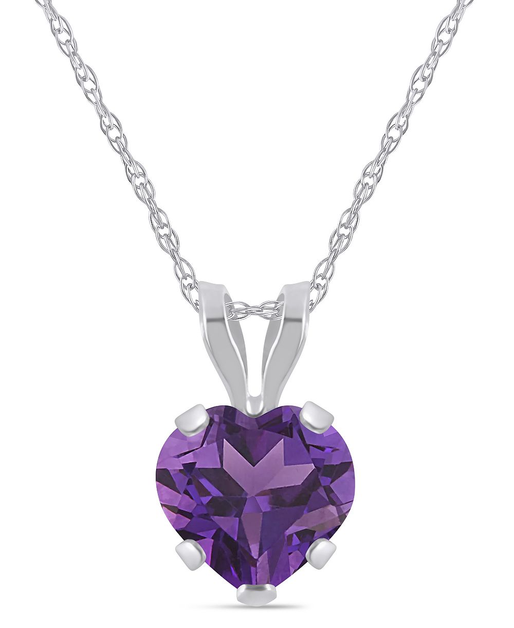 Macy's Pendant Necklace in 10k White Gold (Available in Amethyst, Pink Topaz, Blue Topaz, Peridot, Garnet, Citrine, and Black Onyx)