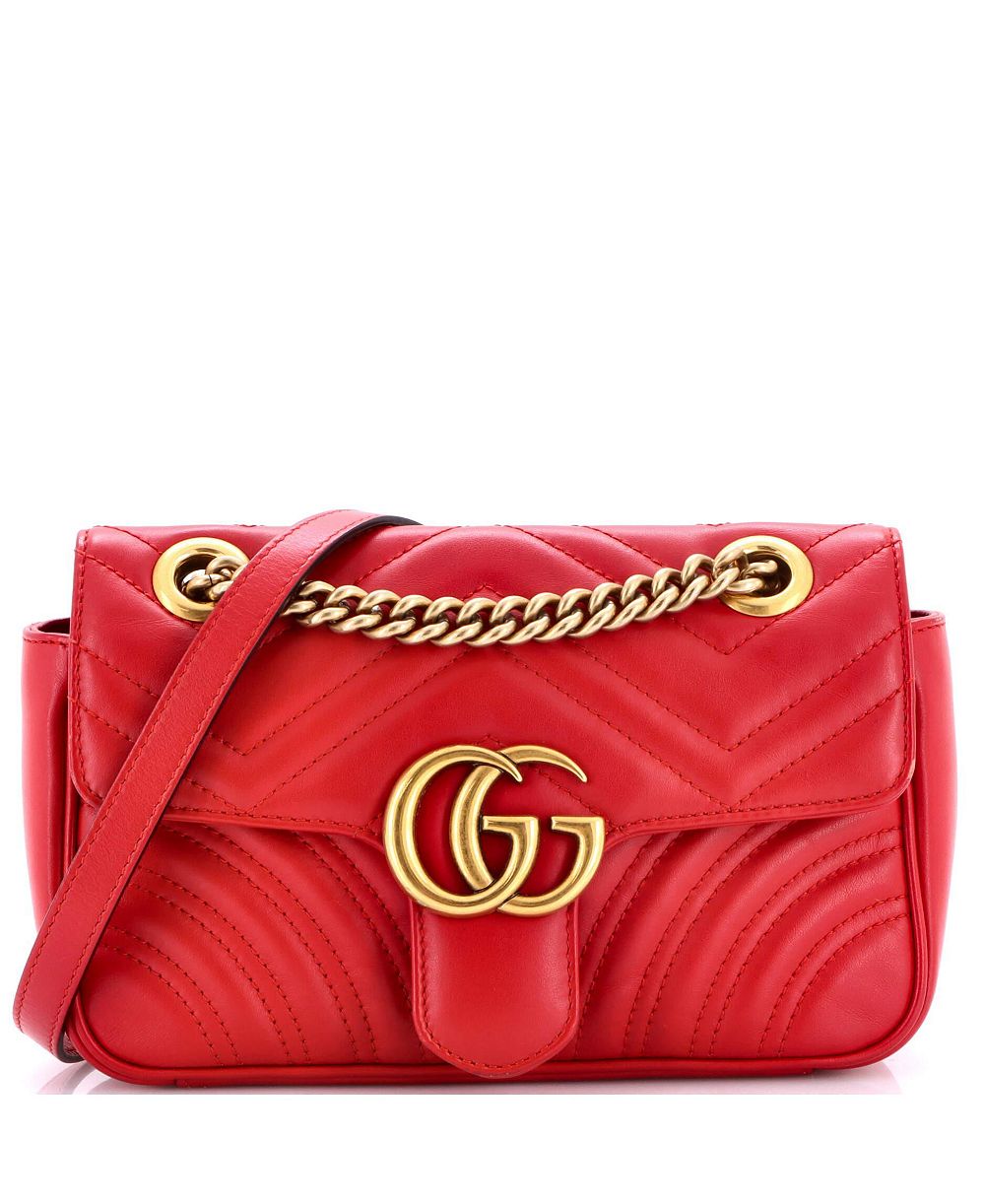 Pre-Owned Gucci Mini GG Marmont Flap Bag Matelasse Leather